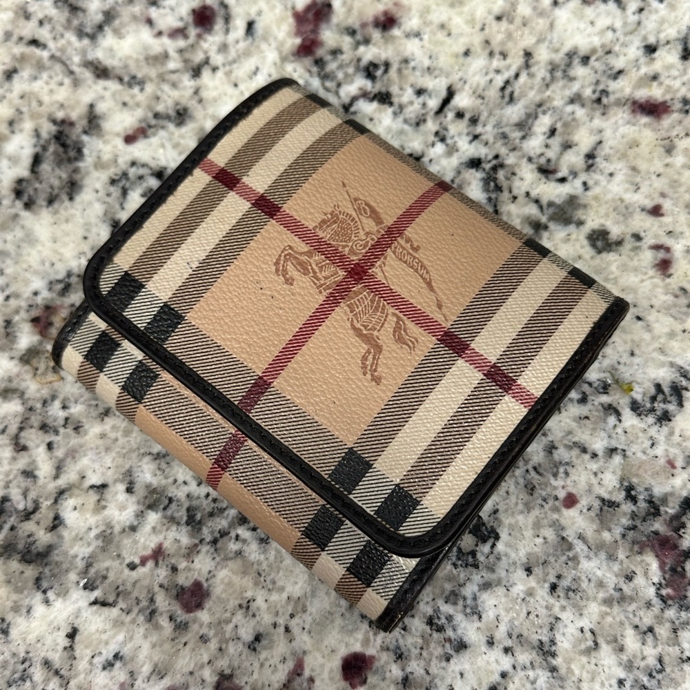 Small vintage Burberry brown fold-over wallet
